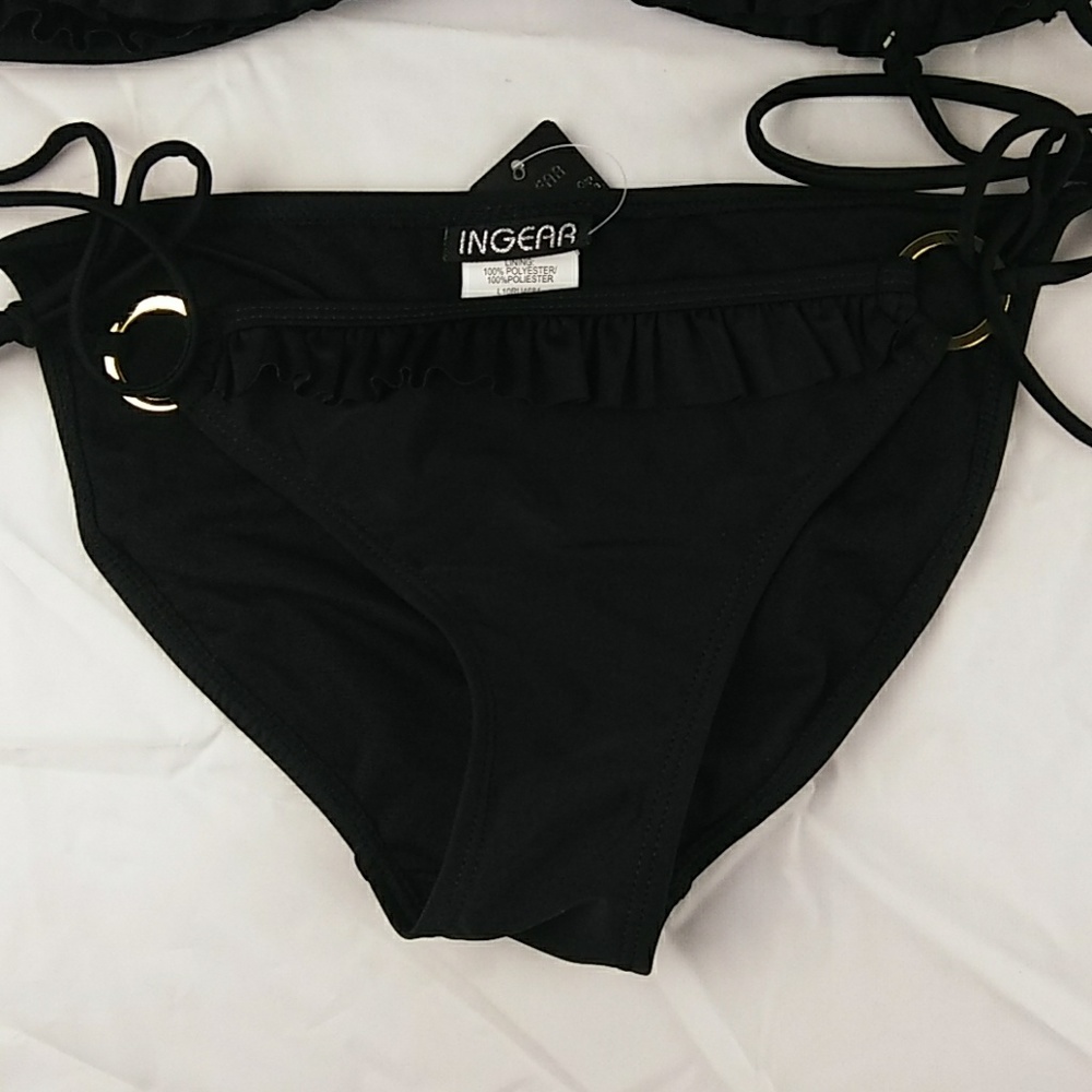 Ingear Bathing Suit Bikini Size Small Black Ruffle - Picture 4 of 5